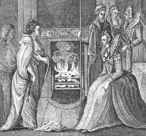 The wood cut showing Gráinne Ní Mháille meeting Queen Elizabeth I